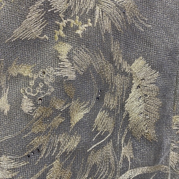 Rene Ruiz Metallic Tiered Tulle Off The Shoulder Gown - Picture 6 of 9